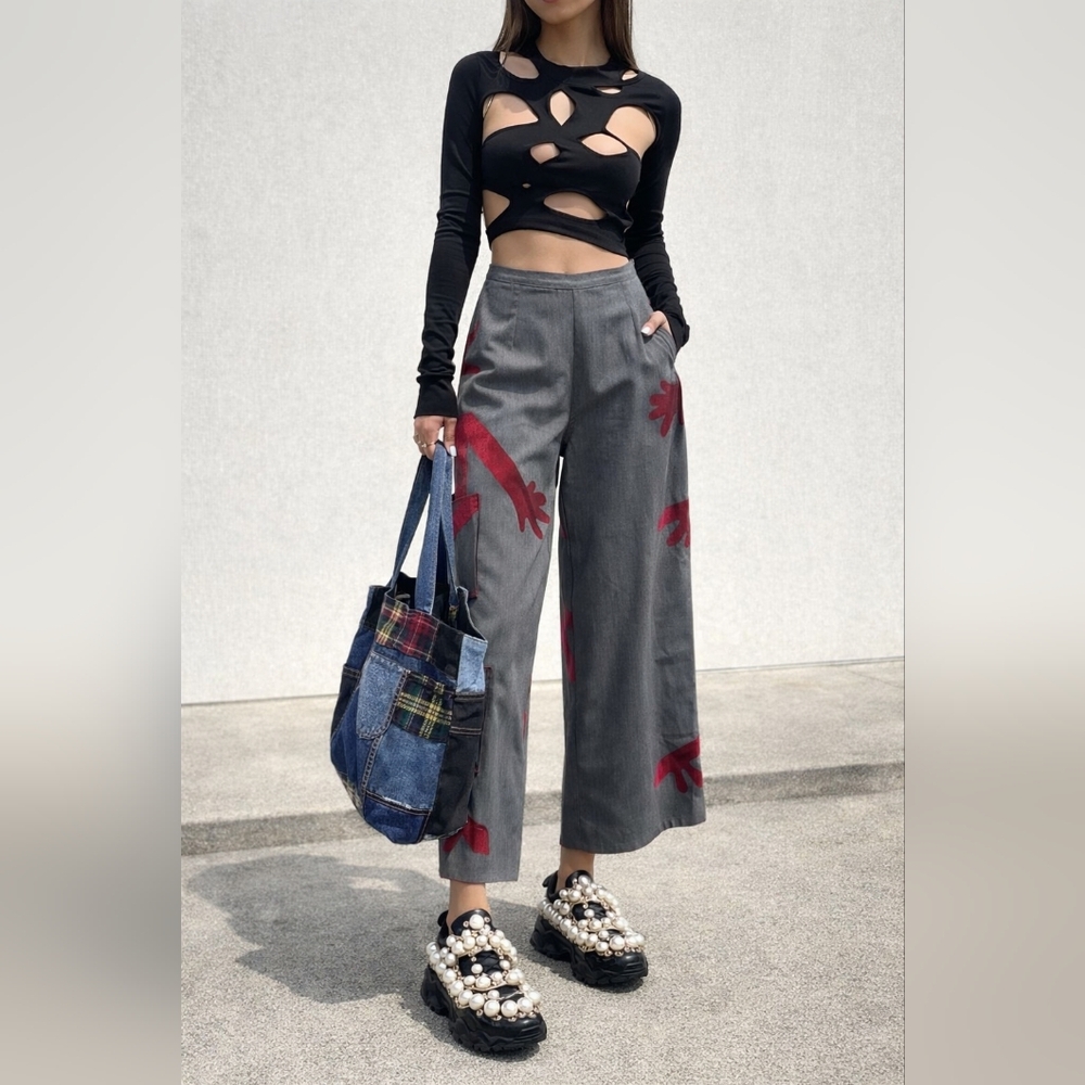 FRENCH Biche De Bere Hand Print Culotte Pants S/M